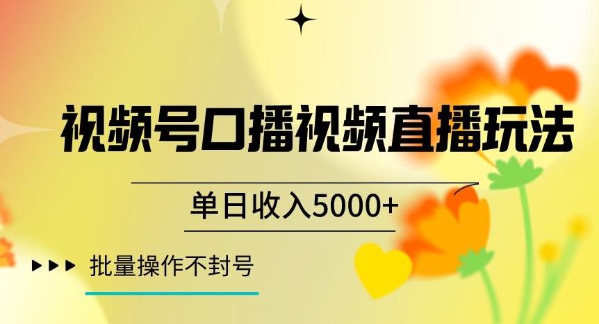 视频号囗播视频直播玩法,单日收入5000+,批量操作不封号【揭秘】-数智网创