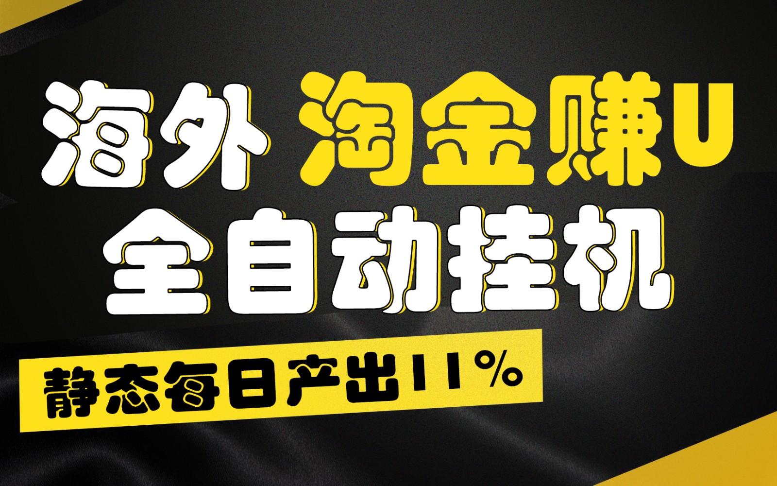 海外淘金赚U，全自动挂机，静态每日产出11%，拉新收益无上限，轻松日入1万+-数智网创