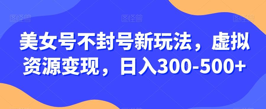 美女号不封号新玩法，虚拟资源变现，日入300-500+-数智网创
