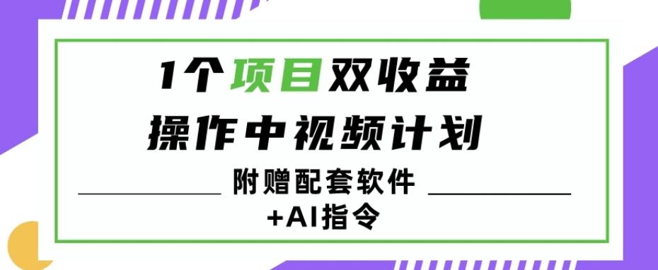 1个项目双收益？操作中视频计划1天最高3100+收益？（附赠配套软件+AI指令）-数智网创