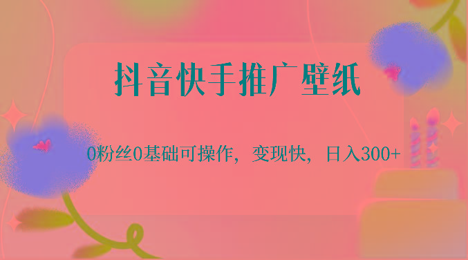 抖音快手推广壁纸，0粉丝0基础可操作，变现快，日入300+-数智网创