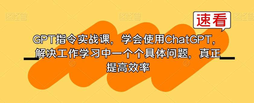 GPT指令实战课，学会使用ChatGPT，解决工作学习中一个个具体问题，真正提高效率-数智网创