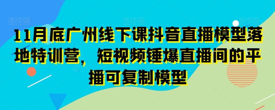 11月底广州线下课抖音直播模型落地特训营，短视频锤爆直播间的平播可复制模型-数智网创
