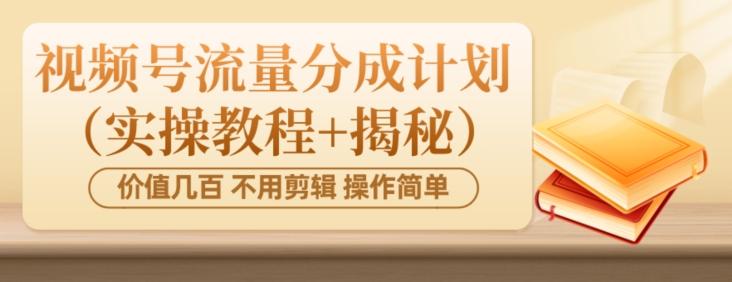 价值几百上千不用剪辑简单操作视频号流量分成计划（实操教程+揭秘）-数智网创