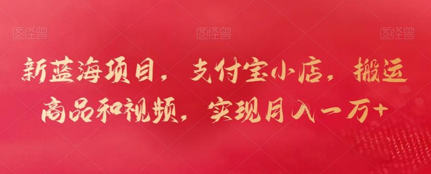 新蓝海项目，支付宝小店，搬运商品和视频，实现月入一万+【揭秘】-数智网创