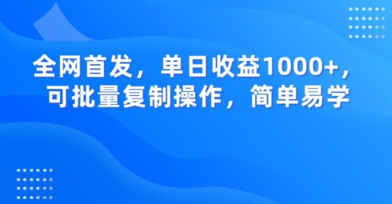 全网首发，单日收益1000+，可批量复制操作，简单易学【揭秘】-数智网创