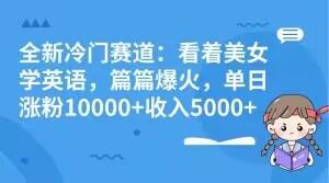 全新冷门赛道：看着美女学英语，篇篇爆火，单日涨粉10000+收入5000+-数智网创