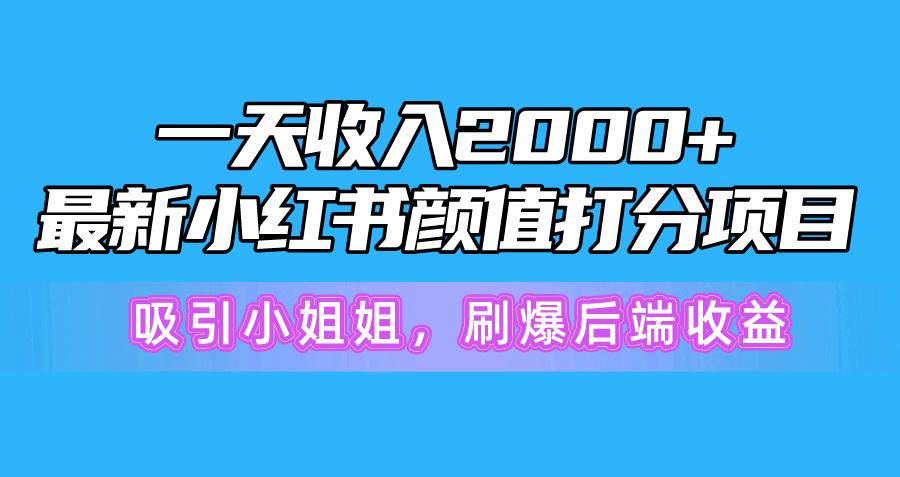 一天收入2000+,最新小红书颜值打分项目,吸引小姐姐,刷爆后端收益-数智网创