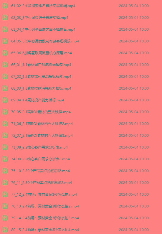 图片[4]-2024单品正价起号，直播素材投流选品：选品课+投流课+素材课+卡首屏/100节-数智网创