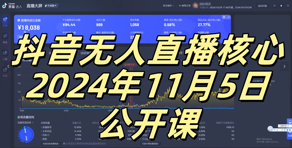 抖音无人直播核心公开课，咸鱼翻身小白可做带有睡后收入月入过万太简单【揭秘】-数智网创