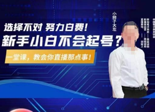 大左教您从0到1做直播带货,选择不对,努力白费,5小时课程搞定那点事,解决你起号问题-数智网创