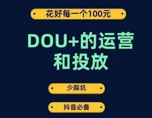 DOU+的运营和投放,花1条DOU+的钱,成为DOU+的投放高手,少走弯路不采坑-数智网创