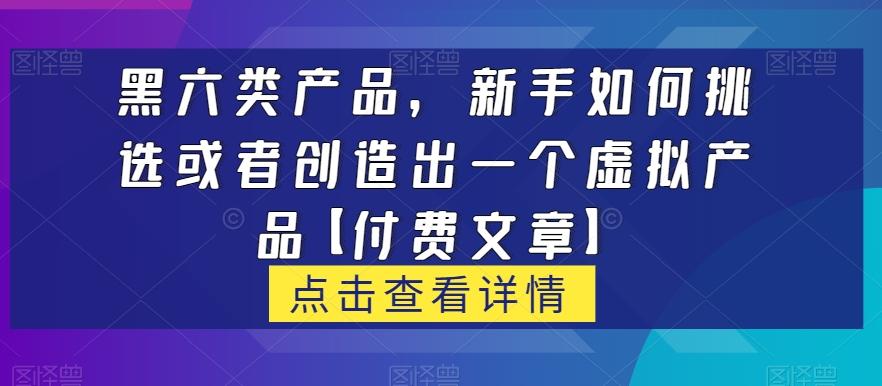黑六类虚拟产品，新手如何挑选或者创造出一个虚拟产品【付费文章】-数智网创