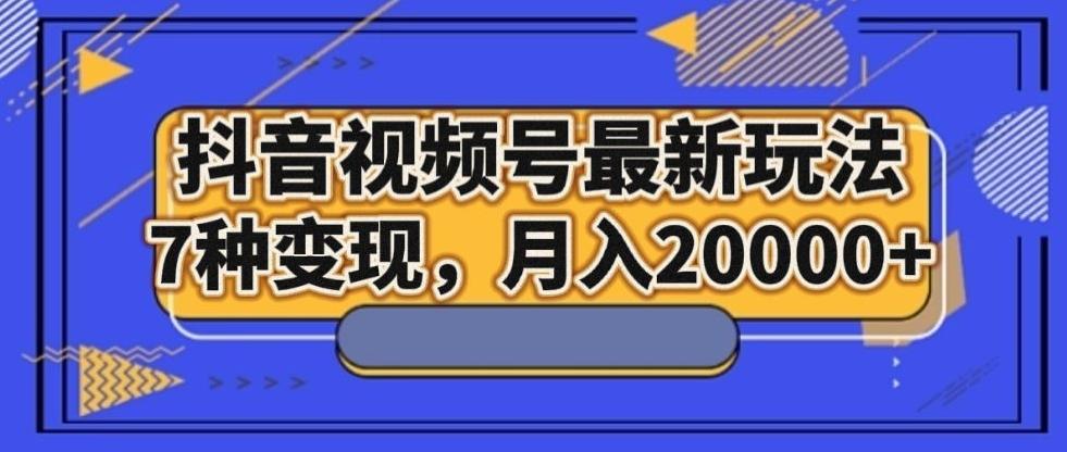 抖音视频号最新玩法,7种变现,月入20000+-数智网创