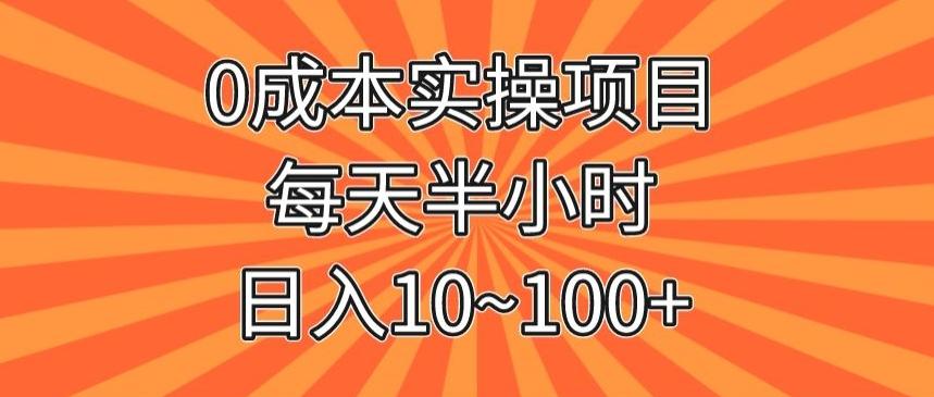 0成本实操项目，每天半小时，日入10~100+-数智网创