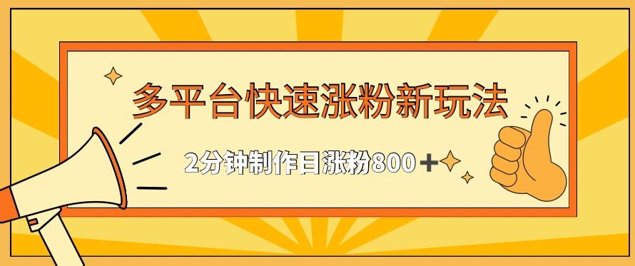 多平台快速涨粉最新玩法，2分钟制作，日涨粉800+【揭秘】-数智网创