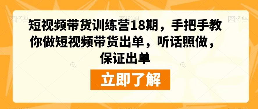 短视频带货训练营18期，手把手教你做短视频带货出单，听话照做，保证出单-数智网创