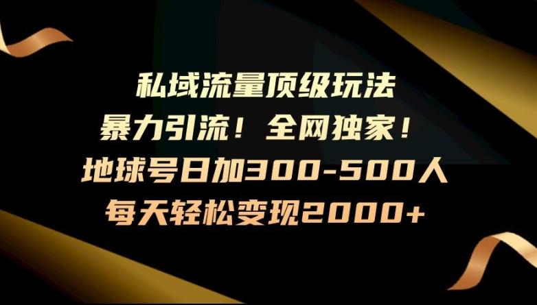 暴力引流，全网独家，地球号日加300-500人，私域流量顶级玩法，每天轻松变现2000+-数智网创