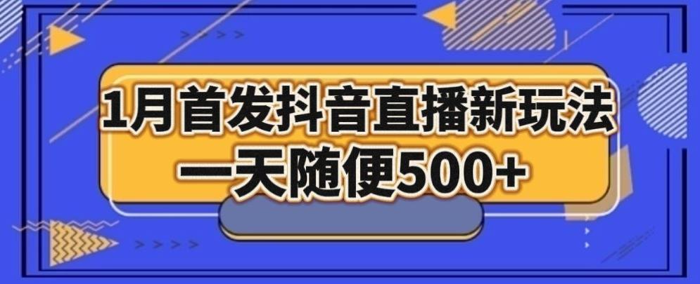 1月手法，抖音直播最新玩法，一天随便500+-数智网创