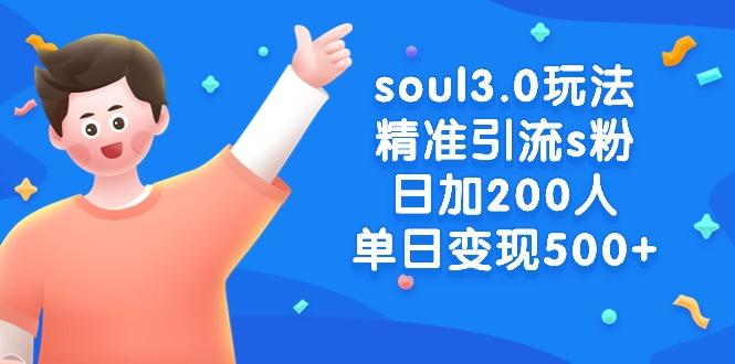 soul3.0玩法精准引流s粉，日加200人单日变现500+-数智网创