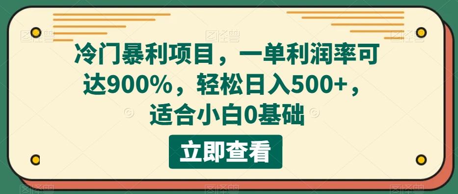冷门暴利项目,一单利润率可达900%,轻松日入500+,适合小白0基础-数智网创