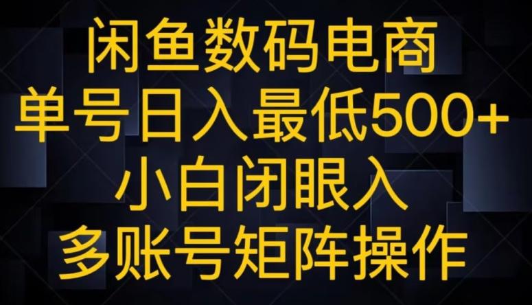 闲鱼数码电商，单号日入最低500+，小白闭眼入，多账号矩阵操作-数智网创