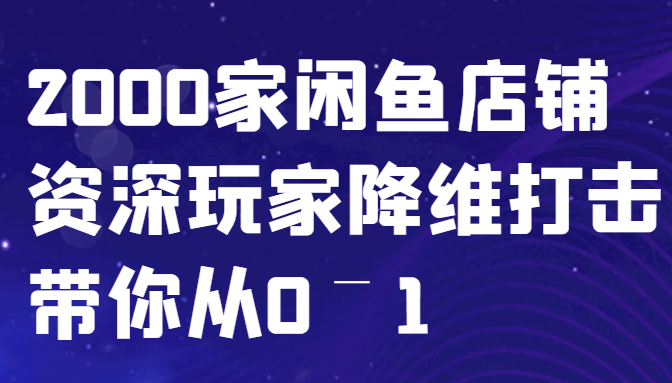 闲鱼已经饱和？纯扯淡！2000家闲鱼店铺资深玩家降维打击带你从0–1-数智网创