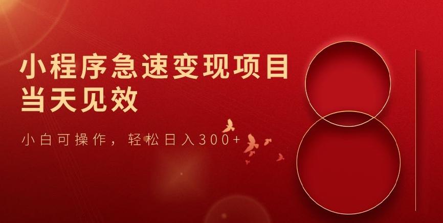 小程序急速变现项目，当天见效，小白可操作，轻松日入300+-数智网创