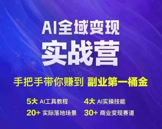 Ai全域变现实战营，手把手带你赚到副业第1桶金-数智网创