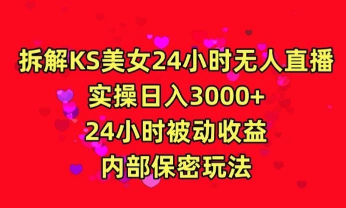 利用快手24小时无人美女直播，实操日入3000，24小时被动收益，内部保密玩法【揭秘】-数智网创