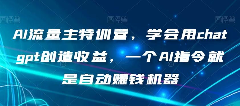 AI流量主特训营，学会用chatgpt创造收益，一个AI指令就是自动赚钱机器-数智网创