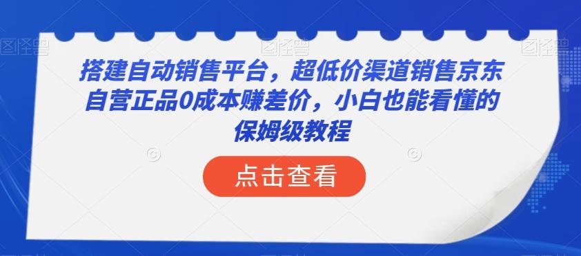 搭建自动销售平台，超低价渠道销售京东自营正品0成本赚差价，小白也能看懂的保姆级教程【揭秘】-数智网创