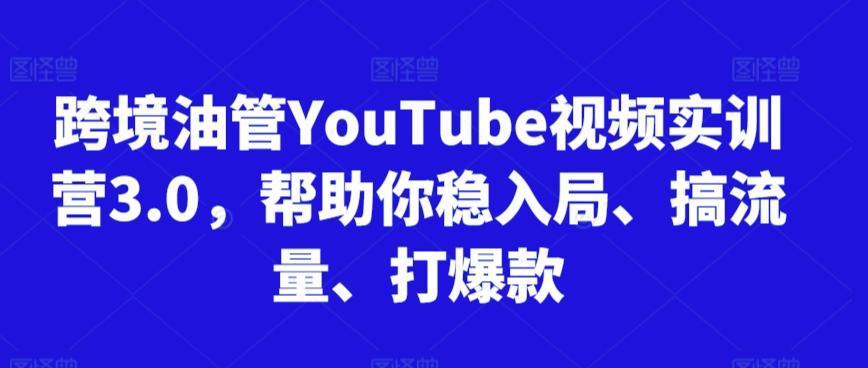 跨境油管YouTube视频实训营3.0，帮助你稳入局、搞流量、打爆款-数智网创