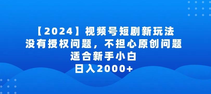2024视频号短剧玩法,没有授权问题,不担心原创问题,适合新手小白,日入2000+【揭秘】