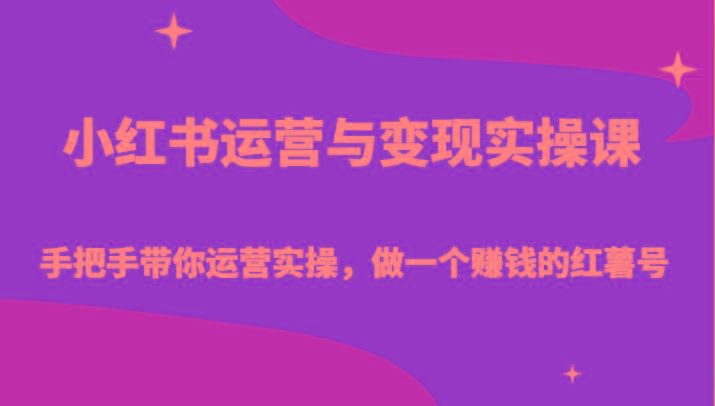 小红书运营与变现实操课-手把手带你运营实操,做一个赚钱的红薯号-数智网创