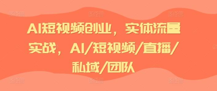 AI短视频创业,实体流量实战,AI/短视频/直播/私域/团队