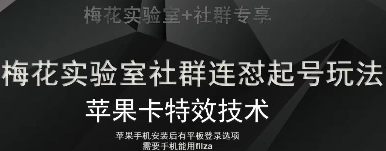 梅花实验室社群视频号连怼起号玩法，最新苹果卡特效技术-数智网创
