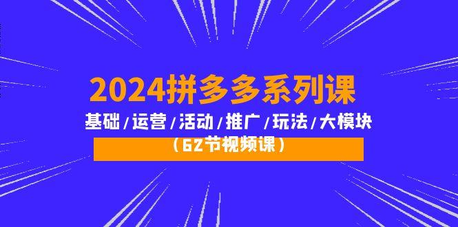 (10019期)2024拼多多系列课：基础/运营/活动/推广/玩法/大模块(62节视频课)-数智网创