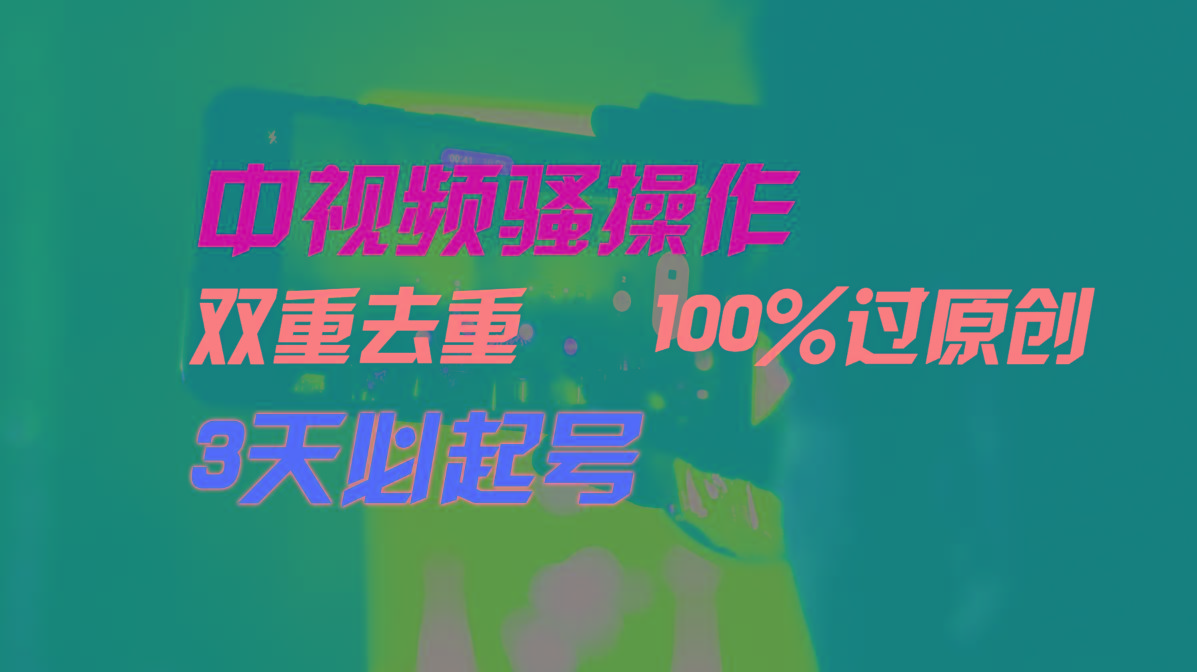 中视频骚操作，双重去重100%过原创，3天比必起号，简单无脑，月入3W+-数智网创
