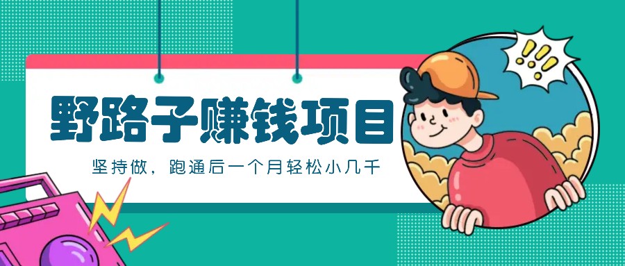 一个人就能操作的野路子赚钱项目,零成本零门槛坚持做,跑通后一个月小几千!-数智网创