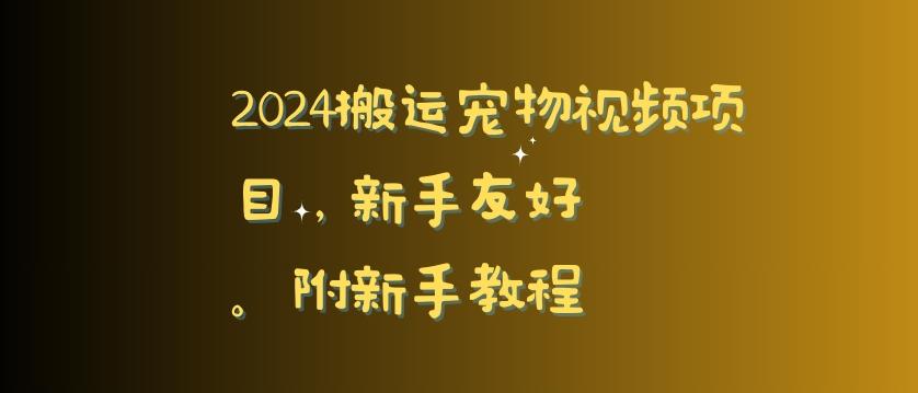 2024搬运宠物视频项目，新手友好，完美去重，附新手教程【揭秘】-数智网创