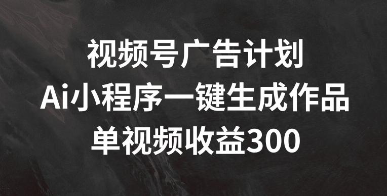 视频号广告计划，AI小程序一键生成作品， 单视频收益300+【揭秘】-数智网创