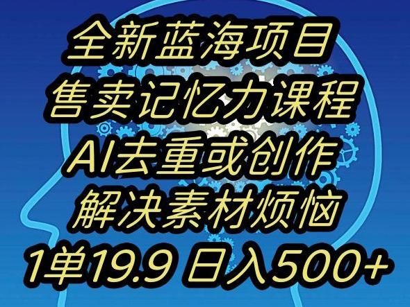 蓝海项目记忆力提升，AI去重，一单19.9日入500+【揭秘】-数智网创