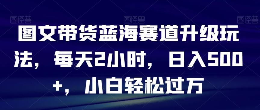 图文带货蓝海赛道升级玩法，每天2小时，日入500+，小白轻松过万-数智网创