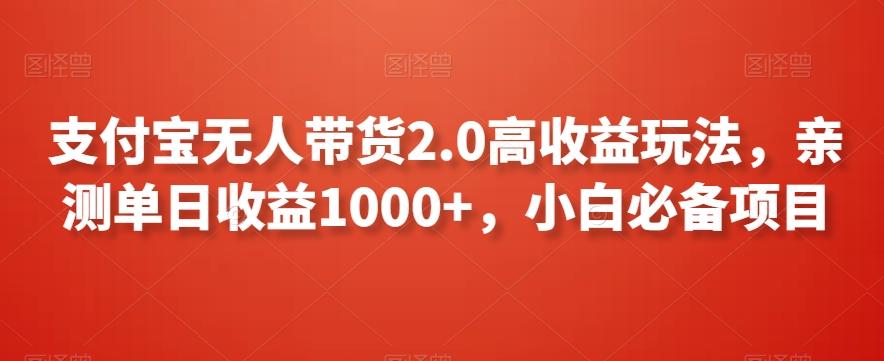 支付宝无人带货2.0高收益玩法，亲测单日收益1000+，小白必备项目【揭秘】-数智网创