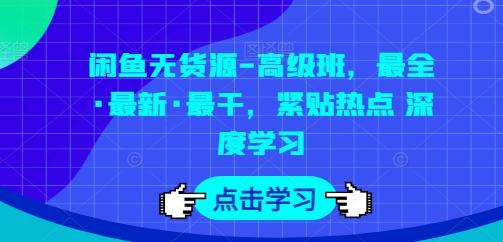 闲鱼无货源-高级班，最全·最新·最干，紧贴热点 深度学习-数智网创