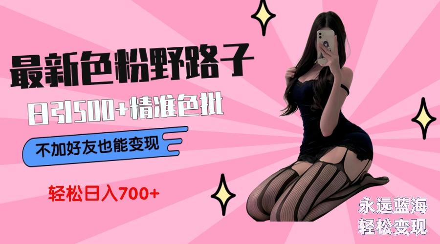 最新色粉变现野路子，日引500+老色批 可不加好友直接变现 小白轻松日入700+-数智网创