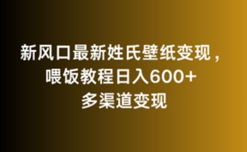 新风口最新姓氏壁纸变现，喂饭教程日入600+【揭秘】-数智网创
