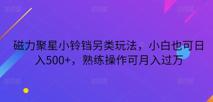 磁力聚星小铃铛另类玩法，小白也可日入500+，熟练操作可月入过万-数智网创