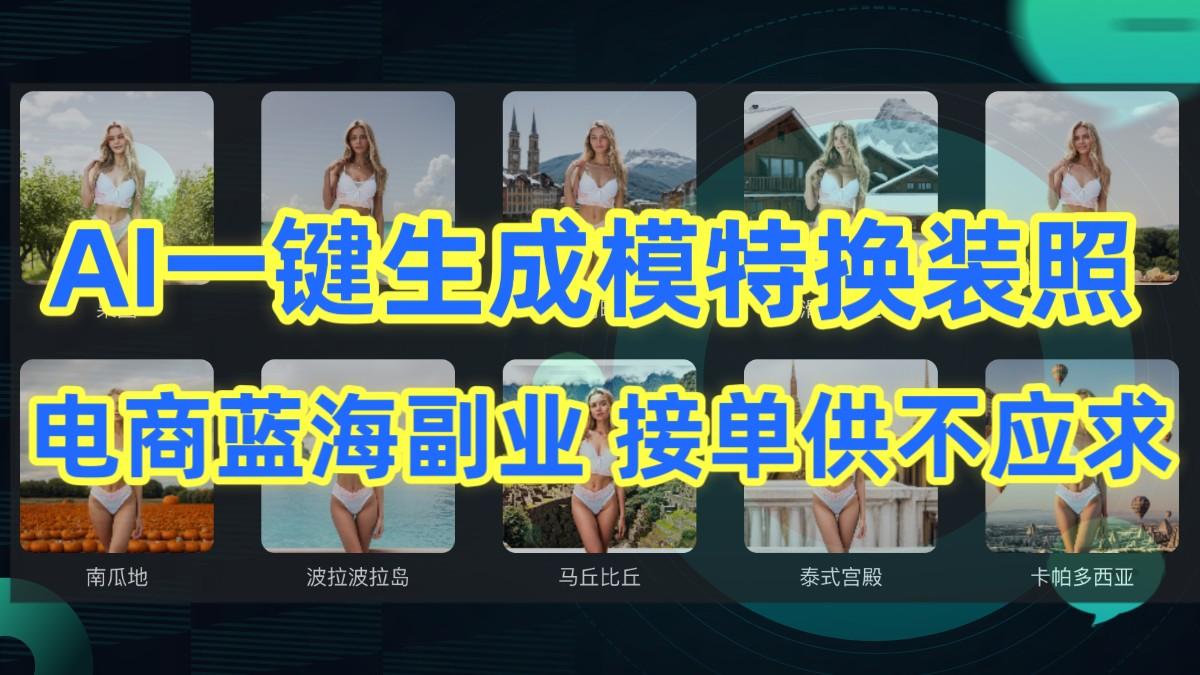 AI制作一键生成模特换装照,电商蓝海副业,接单供不应求-数智网创
